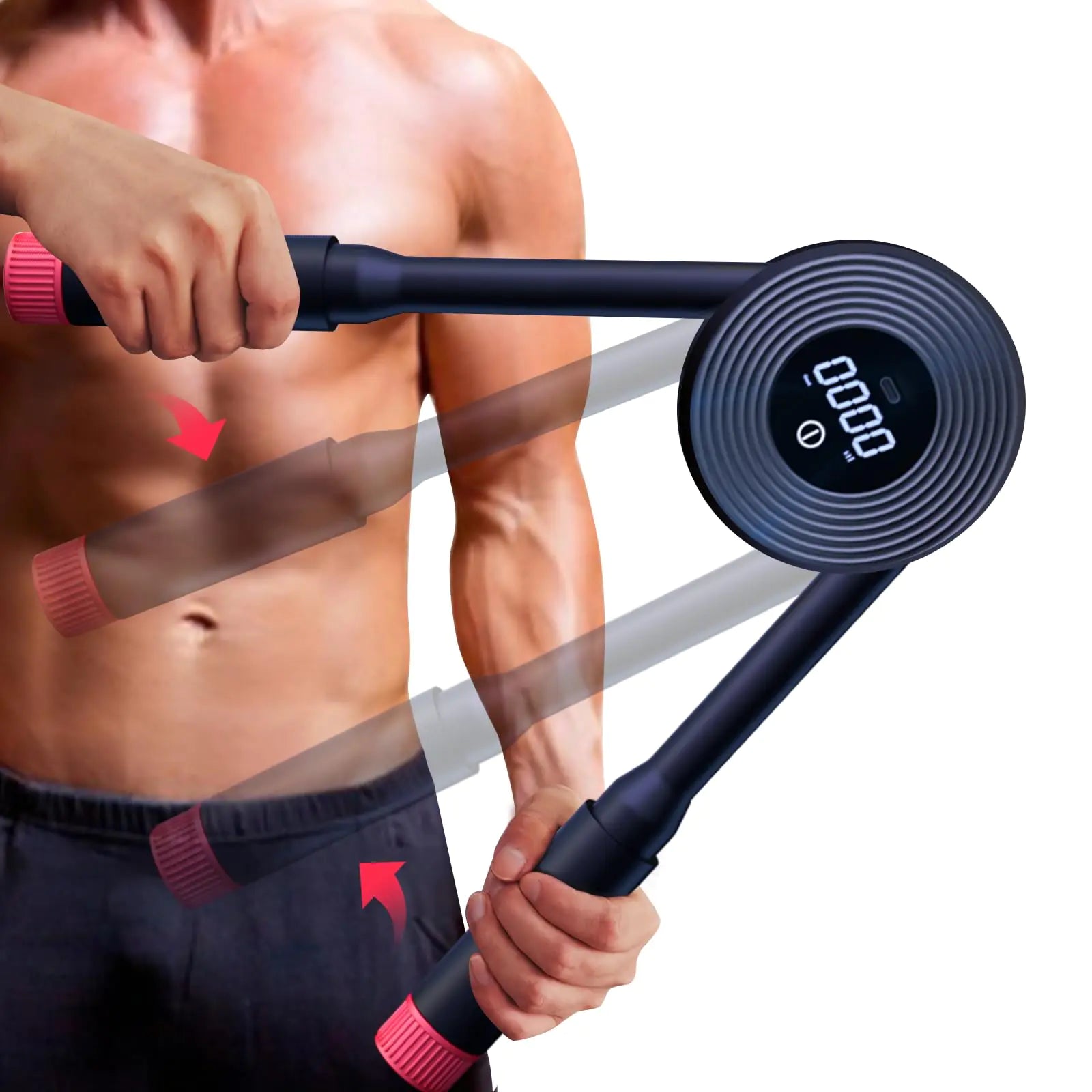 TEMPTIPS LED Chest Workout Equipment - Adjustable 22-440 lbs Hydraulic Power / Biceps Strengthener /Arm Exerciser / LED Digital Display Exercise Number and Time